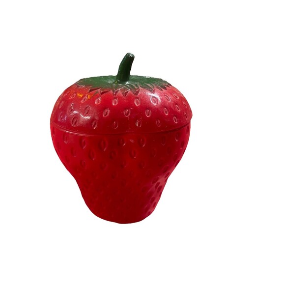 Vintage 1950s Hazel Atlas Red Strawberry Jam Jelly Jar w/Lid Unmarked Tableware - Picture 1 of 12
